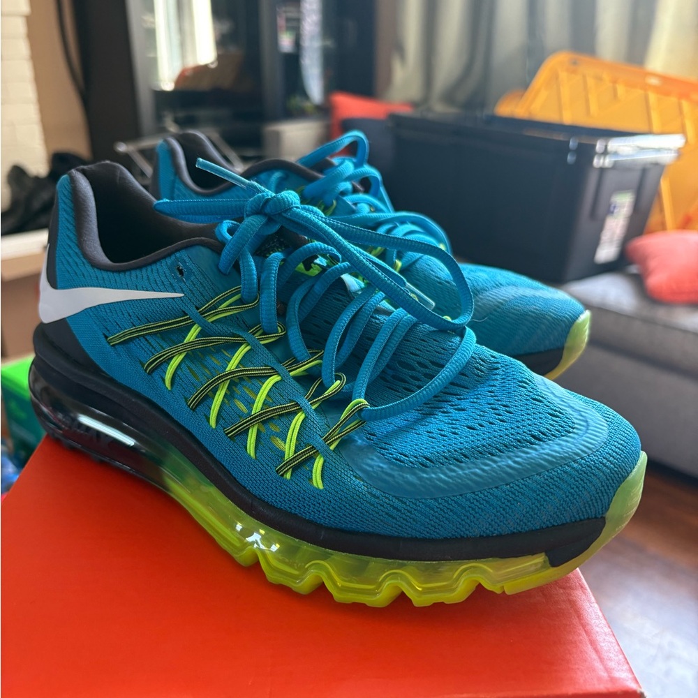 Nike Blue and Green Air Max Athletic Shoes